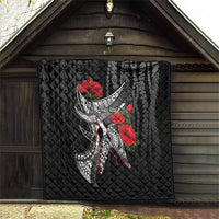 Hawaiian Honu Personalized Quilt Black Tribal Hook Pattern
