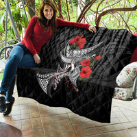 Hawaiian Honu Personalized Quilt Black Tribal Hook Pattern