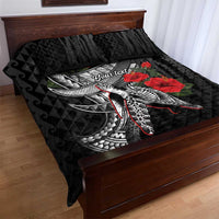 Hawaiian Honu Personalized Quilt Bed Set Black Tribal Hook Pattern