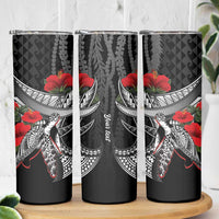 Hawaiian Honu Personalized Skinny Tumbler Black Tribal Hook Pattern