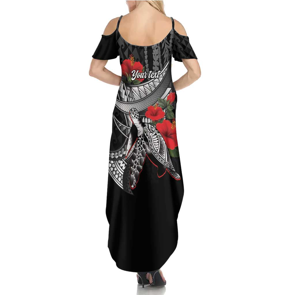 Hawaiian Honu Personalized Summer Maxi Dress Black Tribal Hook Pattern LT9 - Polynesian Pride