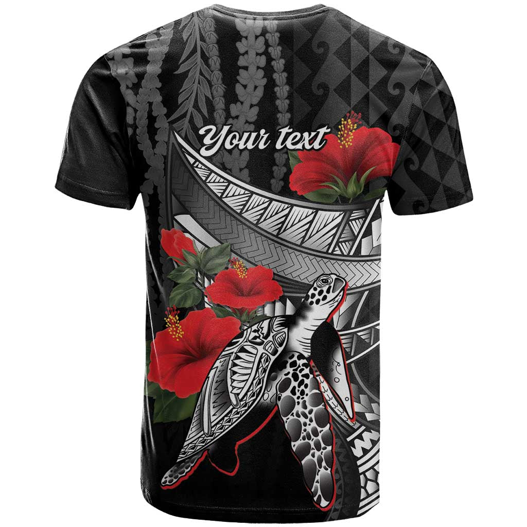 Hawaiian Honu Personalized T Shirt Black Tribal Hook Pattern
