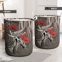 Hawaiian Honu Personalized Laundry Basket Mocha Mousse Hibiscus Tribal Hook Pattern