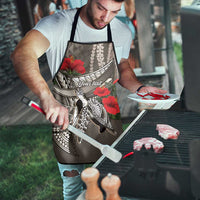 Hawaiian Honu Personalized Apron Mocha Mousse Hibiscus Tribal Hook Pattern