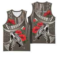 Hawaiian Honu Personalized Basketball Jersey Mocha Mousse Hibiscus Tribal Hook Pattern