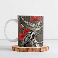 Hawaiian Honu Personalized Ceramic Mug Mocha Mousse Hibiscus Tribal Hook Pattern