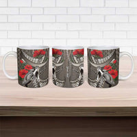 Hawaiian Honu Personalized Ceramic Mug Mocha Mousse Hibiscus Tribal Hook Pattern