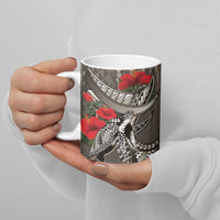 Hawaiian Honu Personalized Ceramic Mug Mocha Mousse Hibiscus Tribal Hook Pattern