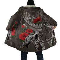 Hawaiian Honu Personalized Cloak Mocha Mousse Hibiscus Tribal Hook Pattern