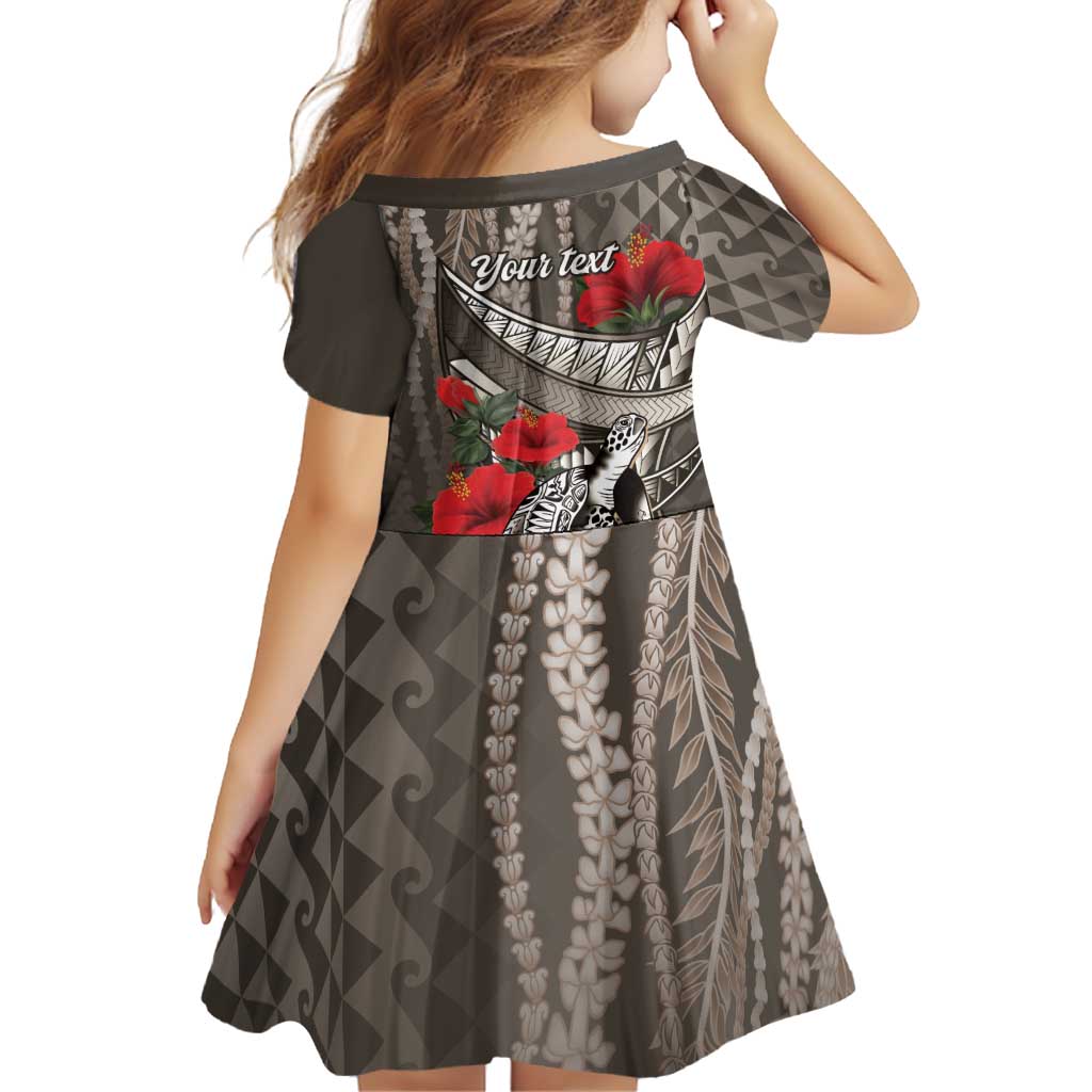 Hawaiian Honu Personalized Family Matching Off The Shoulder Long Sleeve Dress and Hawaiian Shirt Mocha Mousse Hibiscus Tribal Hook Pattern LT9 - Polynesian Pride
