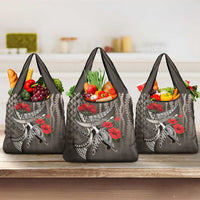Hawaiian Honu Personalized Grocery Bag Mocha Mousse Hibiscus Tribal Hook Pattern