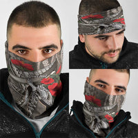 Hawaiian Honu Personalized Neck Gaiter Mocha Mousse Hibiscus Tribal Hook Pattern
