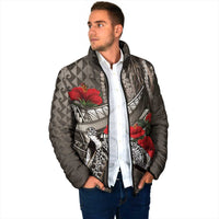 Hawaiian Honu Personalized Padded Jacket Mocha Mousse Hibiscus Tribal Hook Pattern