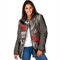 Hawaiian Honu Personalized Padded Jacket Mocha Mousse Hibiscus Tribal Hook Pattern