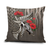 Hawaiian Honu Personalized Pillow Cover Mocha Mousse Hibiscus Tribal Hook Pattern