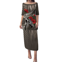 Hawaiian Honu Personalized Puletasi Mocha Mousse Hibiscus Tribal Hook Pattern