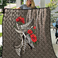 Hawaiian Honu Personalized Quilt Mocha Mousse Hibiscus Tribal Hook Pattern LT9 Mocha - Polynesian Pride