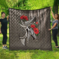 Hawaiian Honu Personalized Quilt Mocha Mousse Hibiscus Tribal Hook Pattern LT9 - Polynesian Pride