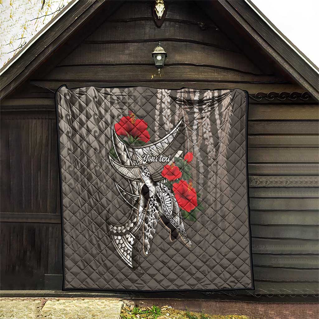 Hawaiian Honu Personalized Quilt Mocha Mousse Hibiscus Tribal Hook Pattern LT9 - Polynesian Pride