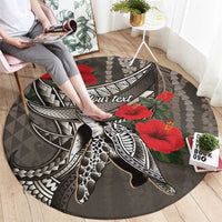 Hawaiian Honu Personalized Round Carpet Mocha Mousse Hibiscus Tribal Hook Pattern