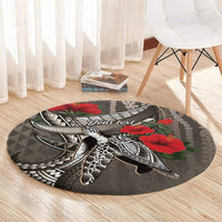 Hawaiian Honu Personalized Round Carpet Mocha Mousse Hibiscus Tribal Hook Pattern