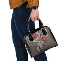 Hawaiian Honu Personalized Shoulder Handbag Mocha Mousse Hibiscus Tribal Hook Pattern