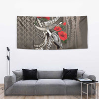 Hawaiian Honu Personalized Tapestry Mocha Mousse Hibiscus Tribal Hook Pattern