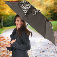 Hawaiian Honu Personalized Umbrella Mocha Mousse Hibiscus Tribal Hook Pattern LT9 - Polynesian Pride