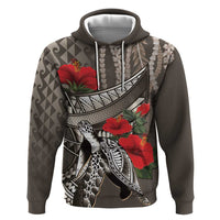 Hawaiian Honu Personalized Zip Hoodie Mocha Mousse Hibiscus Tribal Hook Pattern LT9 Pullover Hoodie Mocha - Polynesian Pride