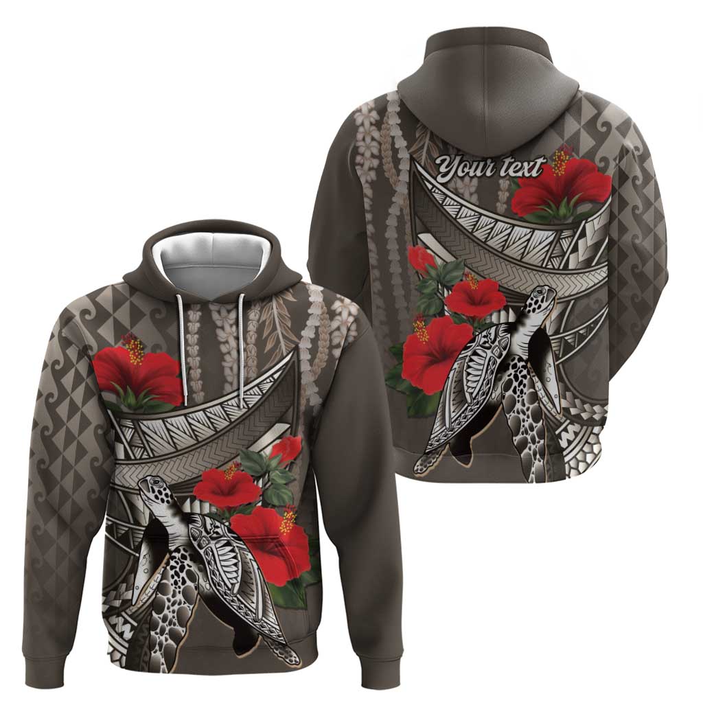 Hawaiian Honu Personalized Zip Hoodie Mocha Mousse Hibiscus Tribal Hook Pattern LT9 - Polynesian Pride