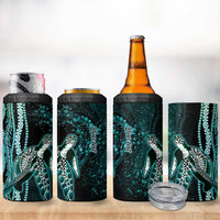 Hawaiian Honu Personalized 4 in 1 Can Cooler Tumbler Dark Cyan Maile Pikake Flower Lei Inspired LT9 - Polynesian Pride