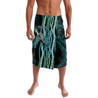 Hawaiian Honu Personalized Lavalava Dark Cyan Maile Pikake Flower Lei Inspired