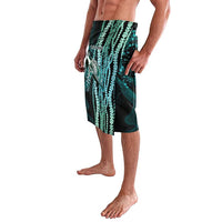 Hawaiian Honu Personalized Lavalava Dark Cyan Maile Pikake Flower Lei Inspired