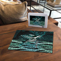 Hawaiian Honu Personalized Puzzle Dark Cyan Maile Pikake Flower Lei Inspired