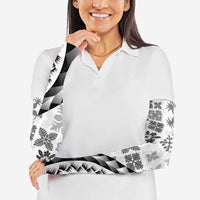 Black Hawaiian Quilt Pattern Arm Sleeves Mixed Polynesian Tribal Arty - Polynesian Pride