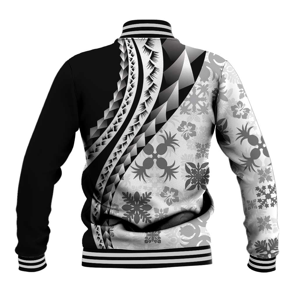Black Hawaiian Quilt Pattern Baseball Jacket Mixed Polynesian Tribal Arty LT9 - Polynesian Pride