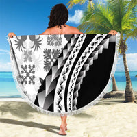 Black Hawaiian Quilt Pattern Beach Blanket Mixed Polynesian Tribal Arty