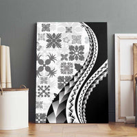 Black Hawaiian Quilt Pattern Canvas Wall Art Mixed Polynesian Tribal Arty