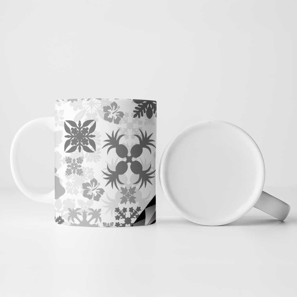 Black Hawaiian Quilt Pattern Ceramic Mug Mixed Polynesian Tribal Arty - Polynesian Pride