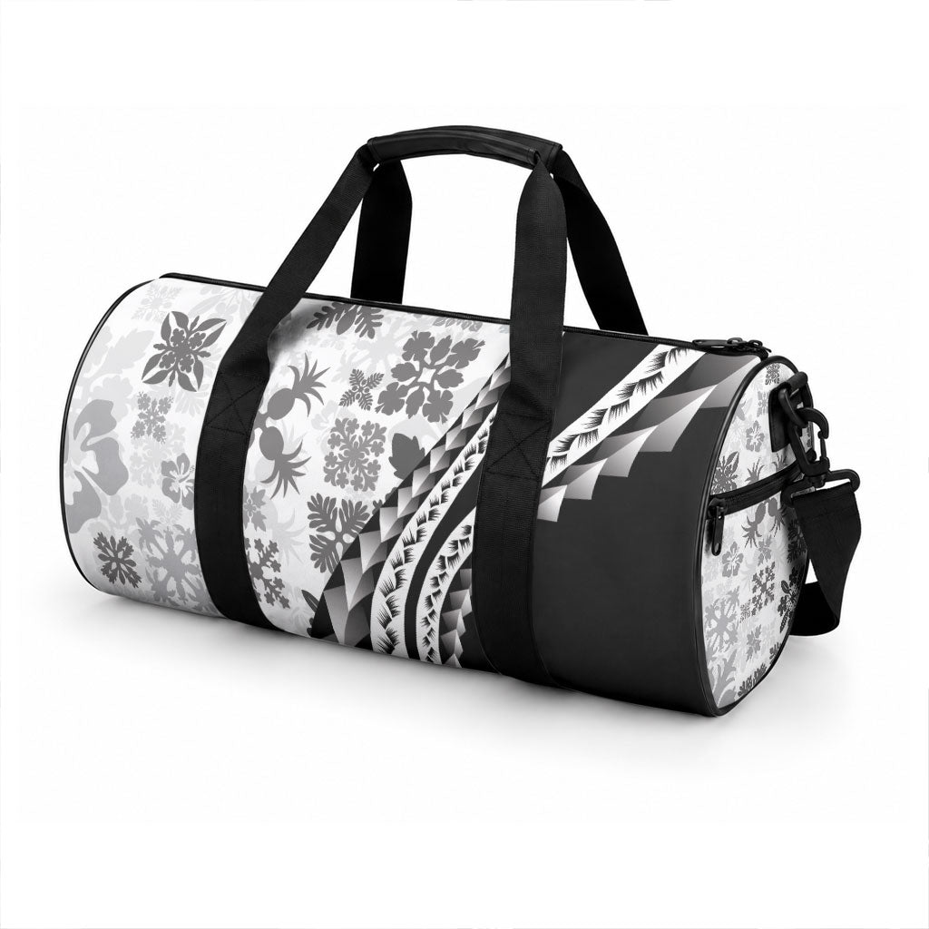 Black Hawaiian Quilt Pattern Duffle Bag Mixed Polynesian Tribal Arty LT9 - Polynesian Pride
