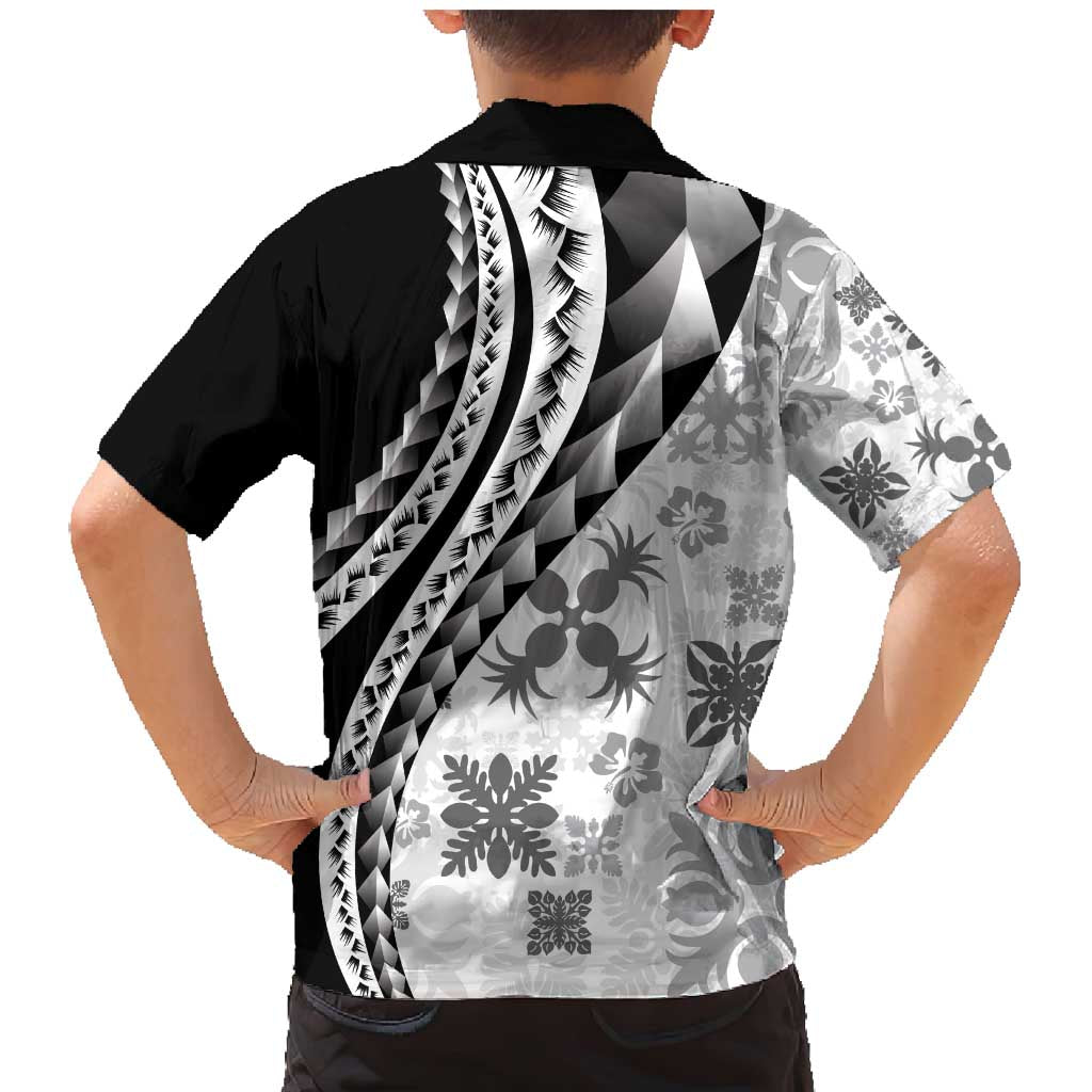 Black Hawaiian Quilt Pattern Family Matching Mermaid Dress and Hawaiian Shirt Mixed Polynesian Tribal Arty LT9 - Polynesian Pride