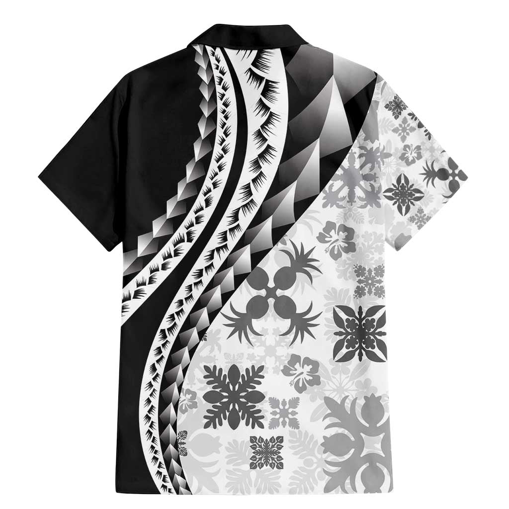 Black Hawaiian Quilt Pattern Family Matching Mermaid Dress and Hawaiian Shirt Mixed Polynesian Tribal Arty LT9 - Polynesian Pride