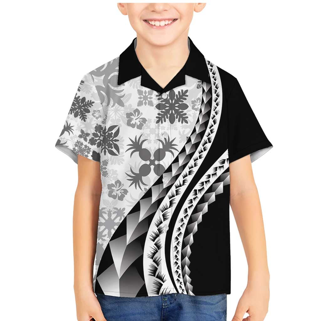 Black Hawaiian Quilt Pattern Family Matching Mermaid Dress and Hawaiian Shirt Mixed Polynesian Tribal Arty LT9 Son's Shirt Black - Polynesian Pride