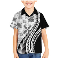 Black Hawaiian Quilt Pattern Family Matching Mermaid Dress and Hawaiian Shirt Mixed Polynesian Tribal Arty LT9 Son's Shirt Black - Polynesian Pride