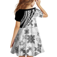 Black Hawaiian Quilt Pattern Family Matching Puletasi and Hawaiian Shirt Mixed Polynesian Tribal Arty