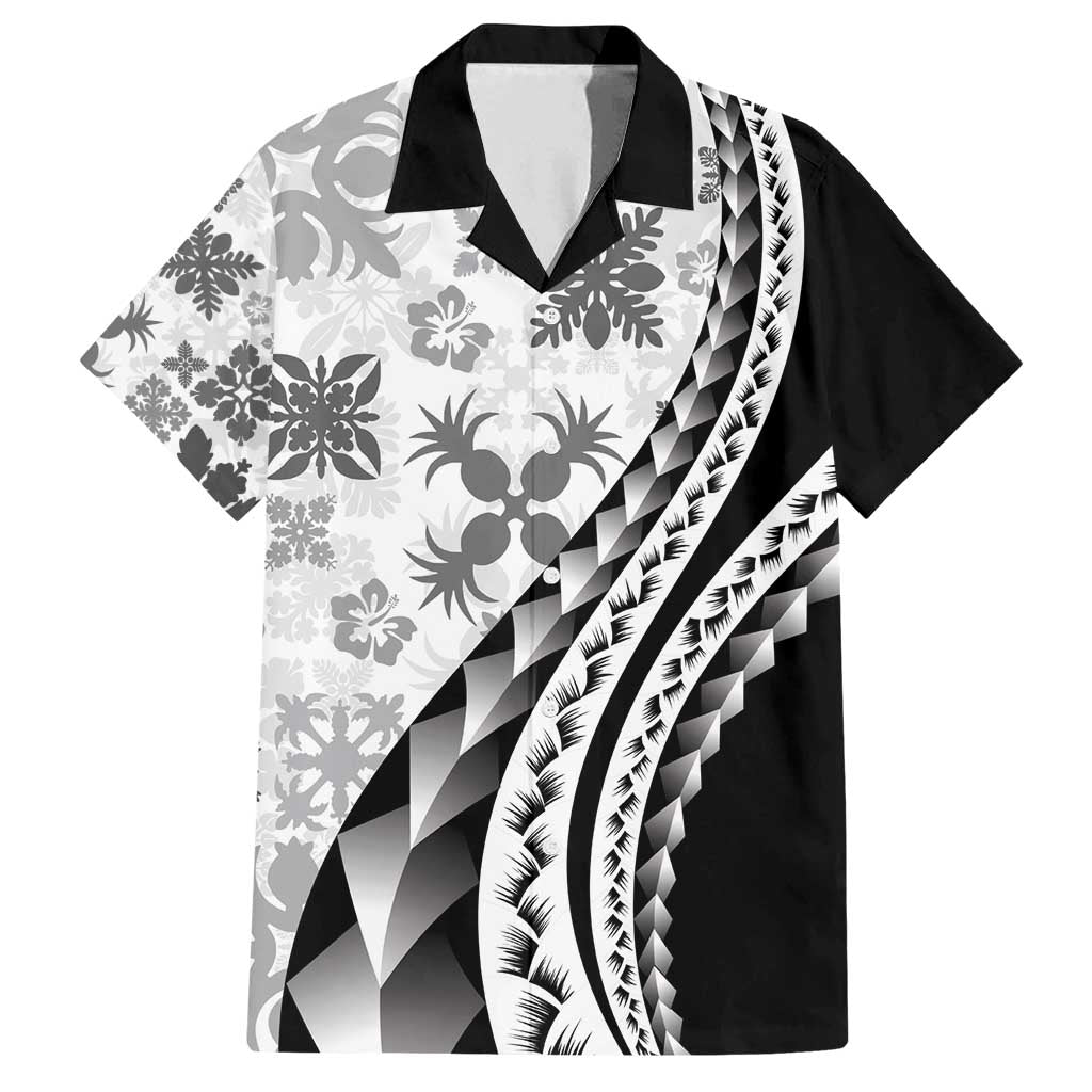 Black Hawaiian Quilt Pattern Family Matching Summer Maxi Dress and Hawaiian Shirt Mixed Polynesian Tribal Arty LT9 Dad's Shirt - Short Sleeve Black - Polynesian Pride