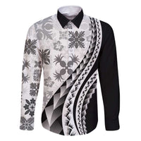 Black Hawaiian Quilt Pattern Family Matching Summer Maxi Dress and Hawaiian Shirt Mixed Polynesian Tribal Arty LT9 Dad's Shirt - Long Sleeve Black - Polynesian Pride