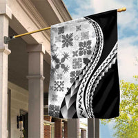 Black Hawaiian Quilt Pattern Garden Flag Mixed Polynesian Tribal Arty