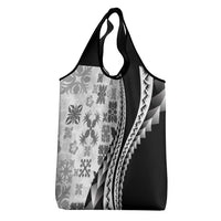 Black Hawaiian Quilt Pattern Grocery Bag Mixed Polynesian Tribal Arty LT9 - Polynesian Pride