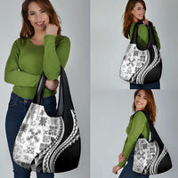 Black Hawaiian Quilt Pattern Grocery Bag Mixed Polynesian Tribal Arty LT9 - Polynesian Pride